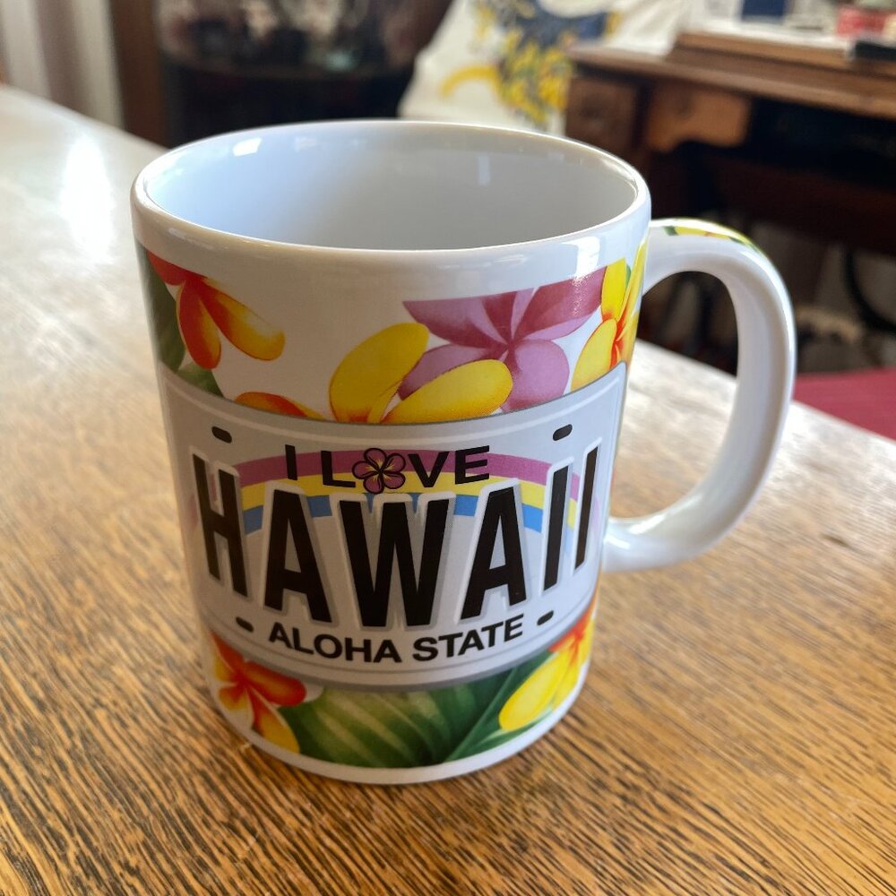 I Love Hawaii Aloha State License Plate Souvenir Coffee Cup by ABC Stores